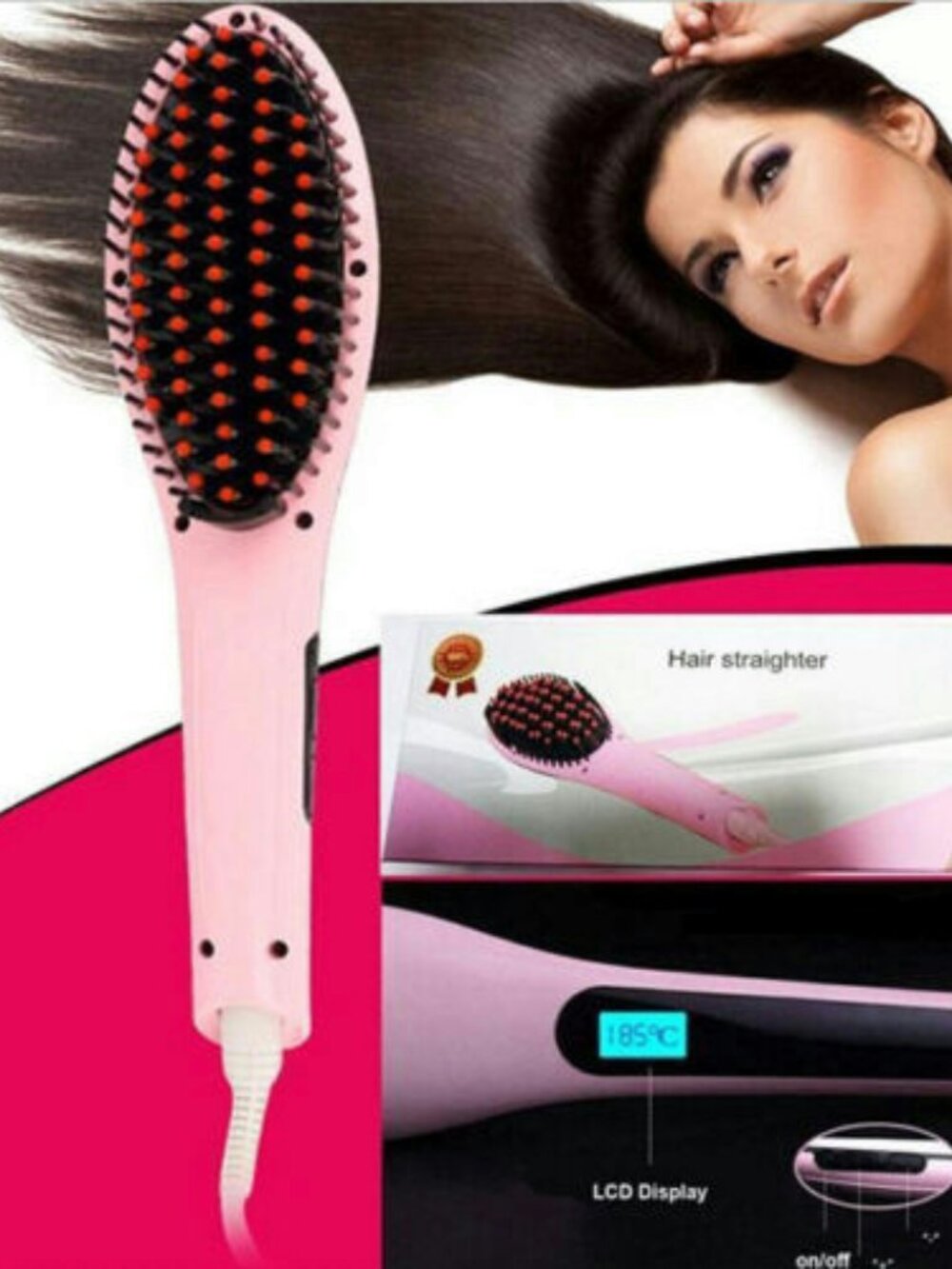 Creative Heated Straightening Styling Hair Brush - Light Pink - New in Box